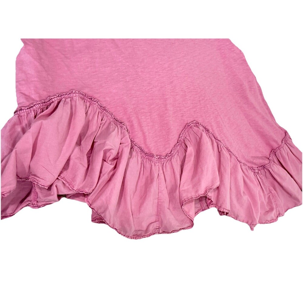 Anthro Daily Practice Pink Asymmetrical Ruffle Hem Swing Dress S - Picture 5 of 9